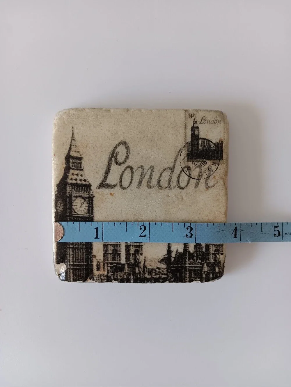 London England Marble Coaster Cork Back 3.5